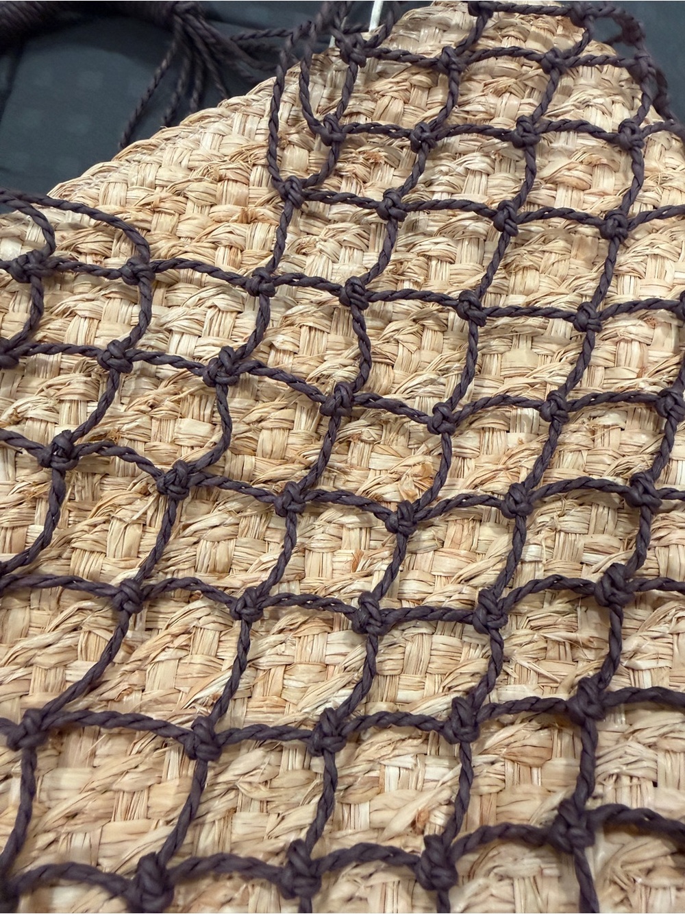 J. Crew Tan Straw Tote with Dark Brown Macramé Overlay - Picture 8 of 12